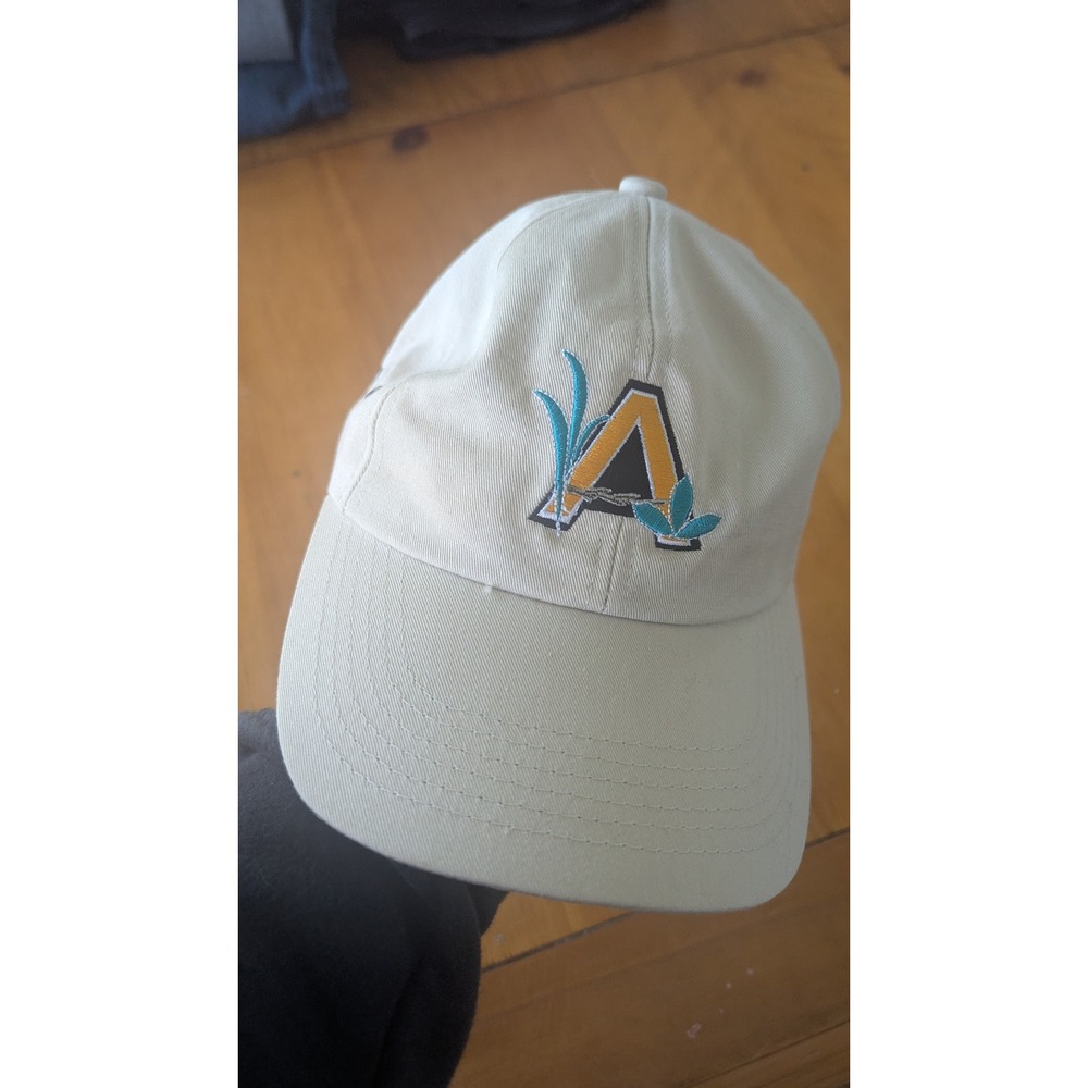 Vintage K-Products Cream Embroidered A Logo Strapback Hat Made in USA‎ RN 45724